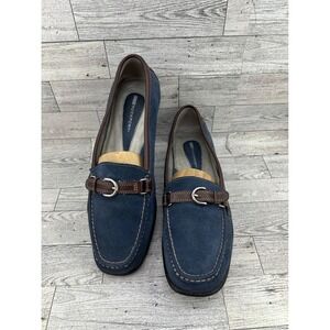 Rockport Women's Navy Blue Suede Buckle Loafer Shoes Size 11M